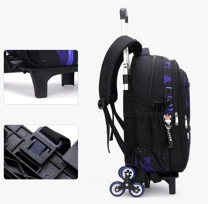 Waterproof School Bags for Boys Trolley Schoolbag Kids' Luggage Book Bags Men Backpack with 6 Wheels Stairs Mochila Escolar Sac