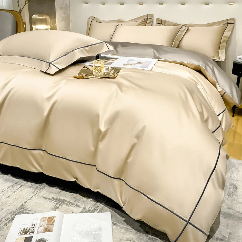 Embroidery Bedding Sets Egyptian Cotton Bed Sheet Set Luxury Duvet Cover Bedsheet Bed Linen Pillowcase 5 Stars Hotel Bedclothes