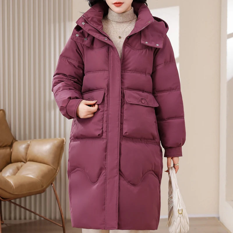 XL-8XL Oversized Outerwear Women Winter Long Parkas Hooded 2024 Casual Loose Thick Warm Lady Jackets Plus Size Women Clothing