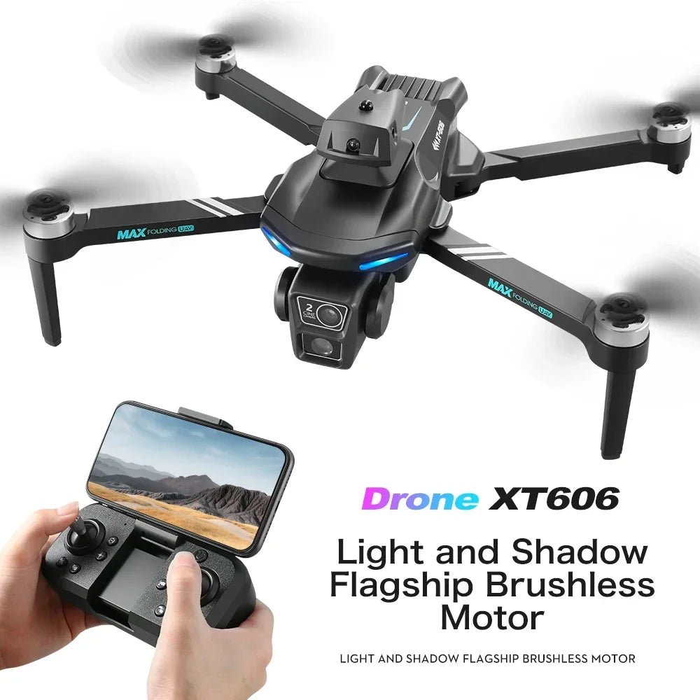 2024 New Drone XT-606 Max 2.4G Dual Servo Optical Flow Brushless Folding 6k HD Dual Camera FPV드론 Professional Aerial Dron Toy