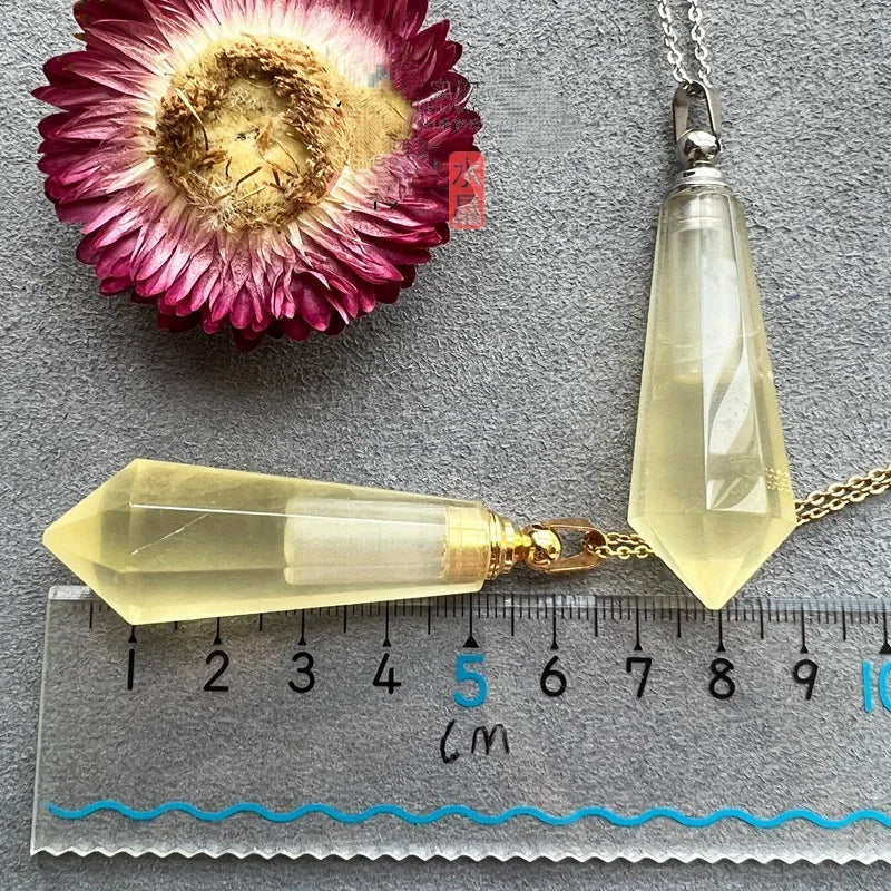 Lemon Crystal Perfume, Aroma Bottles, Empty Bottles, Stainless Steel Lid, Metal Aroma Bottles, Necklaces, Pendants, Wholesale