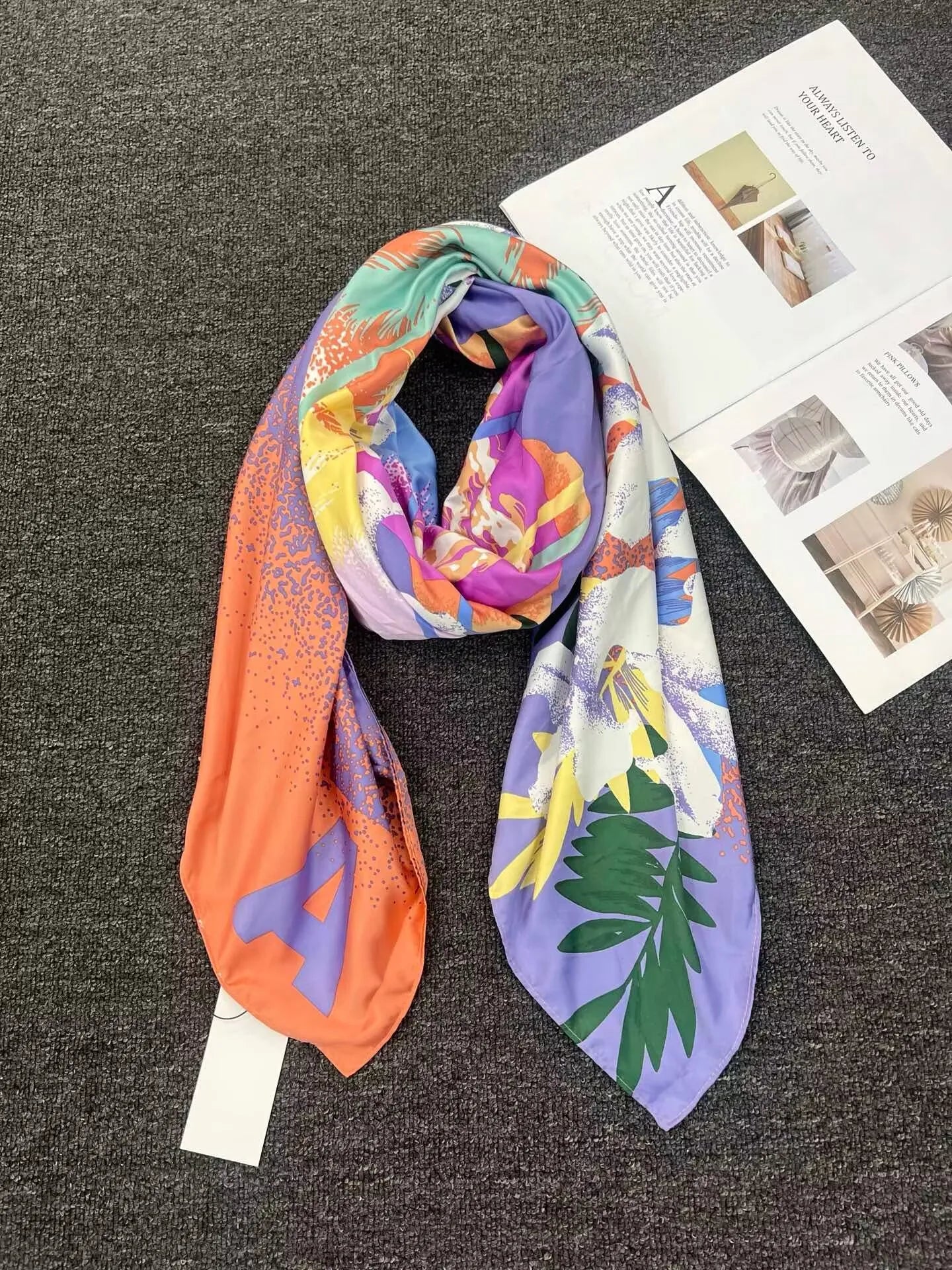 Foreign trade original order, Spanish fashion brand, new product, embroidered and printed multi style large square scarf