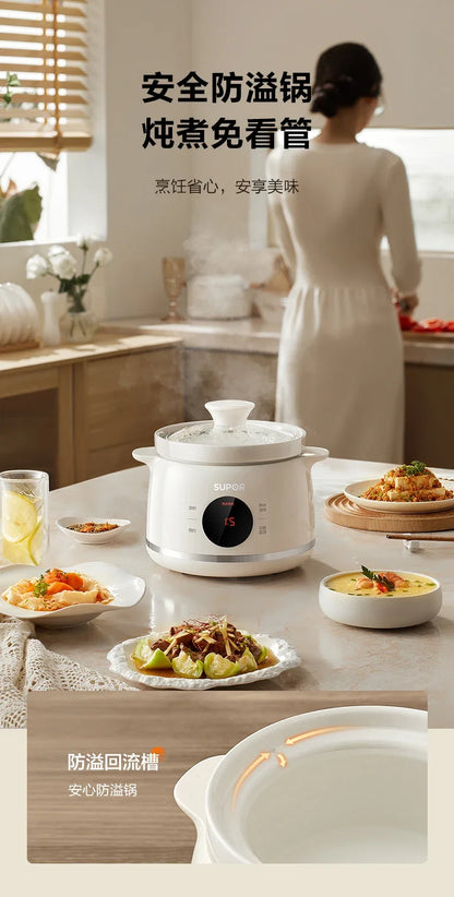 Household electric stew pot. Porridge cooking artifact. Automatic ceramic. Soup stew pot. Food supplement.