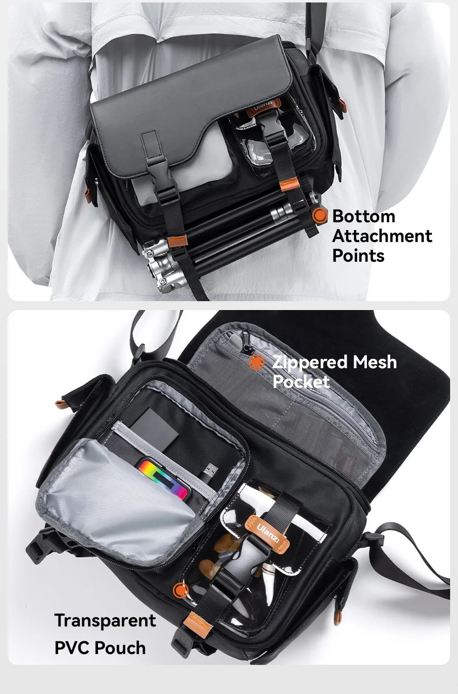 Ulanzi MS12 Messenger Bag Multi-functional Outdoor Camera Shoulder Sling Bag Video Digital Camera Photography Bag Waterproof