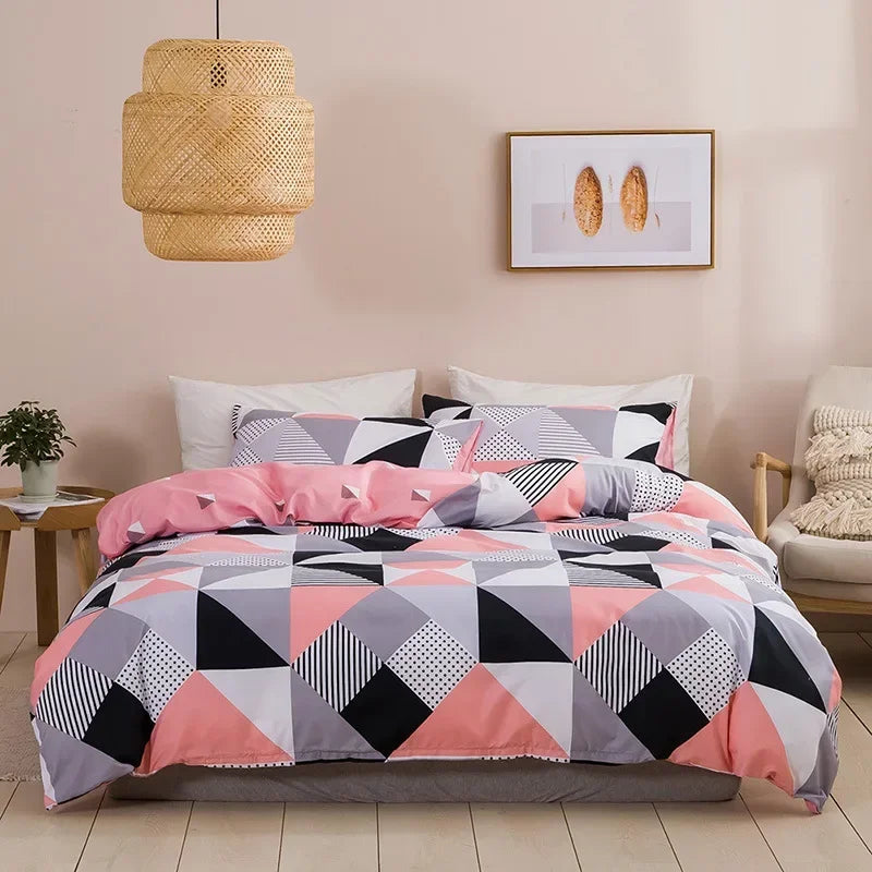 Geometric Print Queen Bedding Set Soft Comfortable King Size Duvet Cover Set Cheap Durable Single Double quilt cover  NO sheet