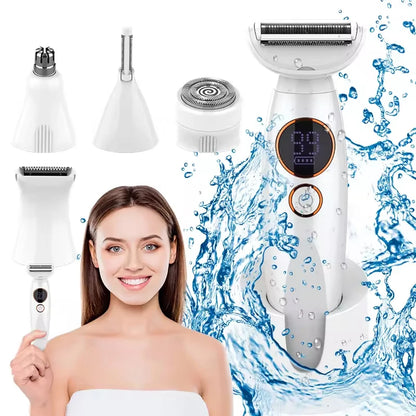 5 in1 Lady Shaver Electric Razor for Women Cordless Electric Face Shavers Eyebrow Trimmer Painless Bikini Trimmer Hair Removal