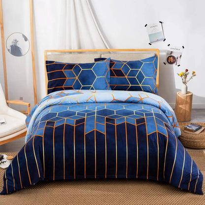 Night Starry Sky Bedding Set Galaxy Moon and Star Duvet Cover Blue Gradient Color Comforter Cover Soft Reversible Quilt Cover