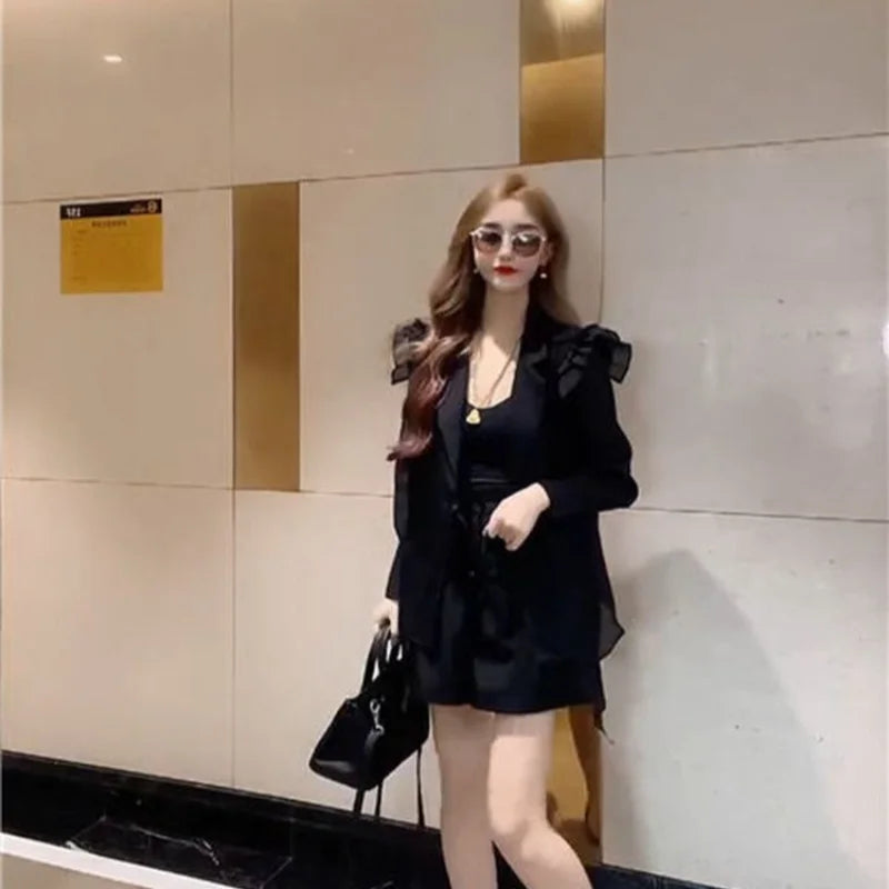 Short Sets for Women 2 Pieces Suit Formal Woman Shorts Two-piece Kit Outfit New Products Coordinated Classic Korean Style Trends