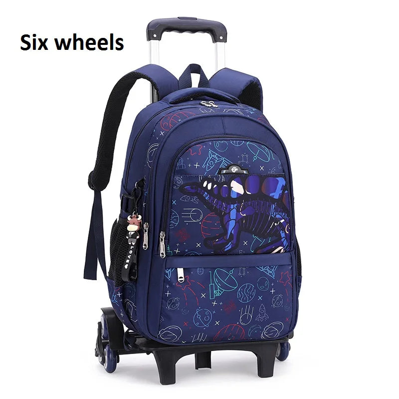 Waterproof School Bags for Boys Trolley Schoolbag Kids' Luggage Book Bags Men Backpack with 6 Wheels Stairs Mochila Escolar Sac