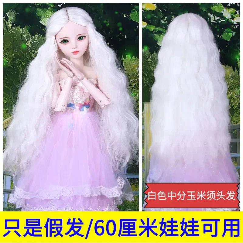 1/3 Bjd Wig 60cm BJD Dolls Handmade Wigs Curly Hair DIY Joints Doll Toys Fashion Wig  Fiber Dolls for Girls Barbie Accessories