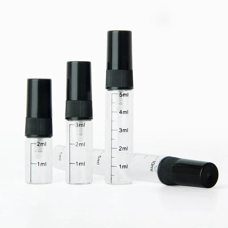 50/100pcs 2/3/5/10ml Clear Scale Glass Bottle Portable Perfume Spray Bottles Travel Perfume Atomizer Cosmetic Container garrafa