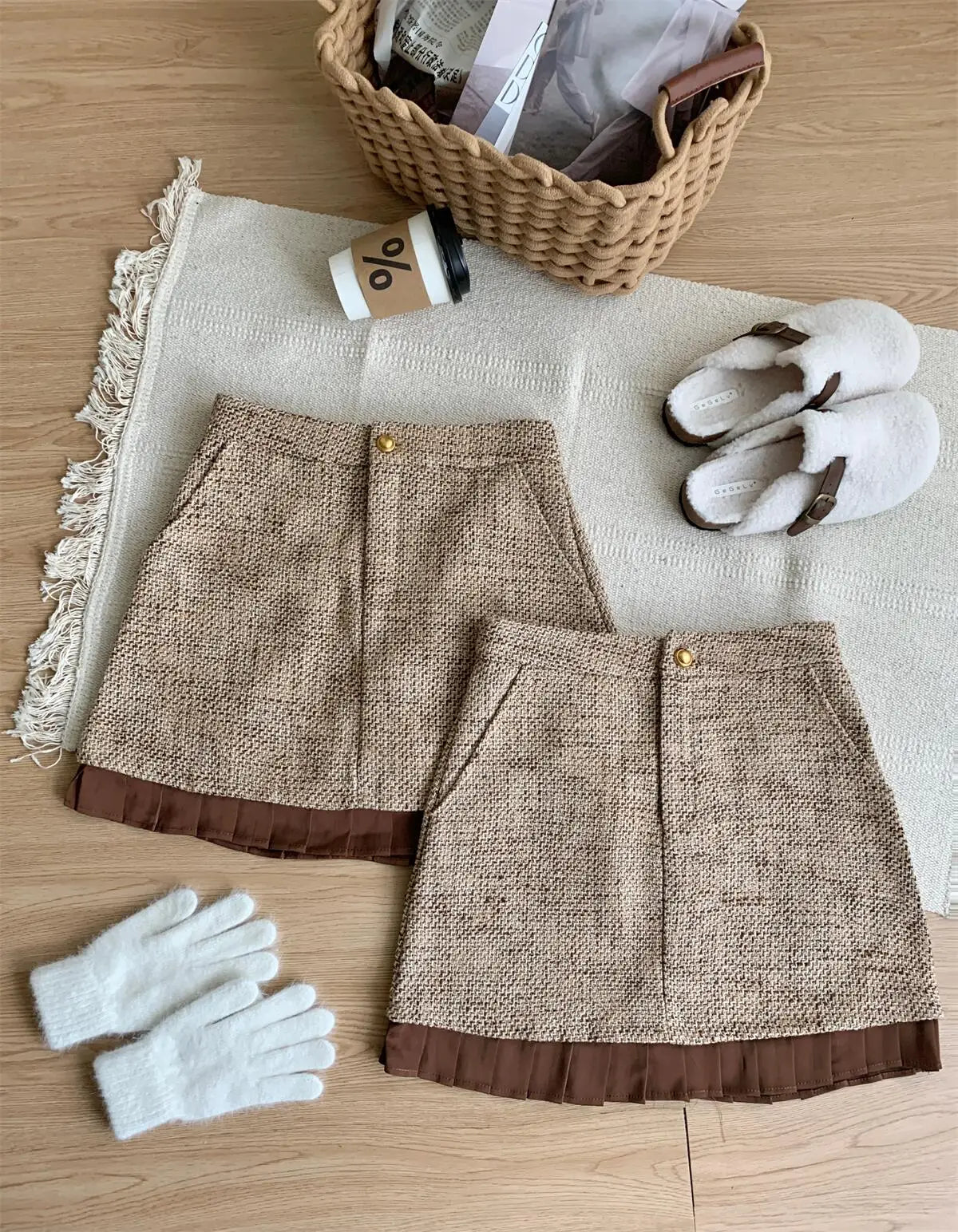 2023 autumn winter Vintage Tweed Two Piece Set Women Short Jacket Coat + Skirt Suits Korean 2 Piece Sets Women Outfit clothing