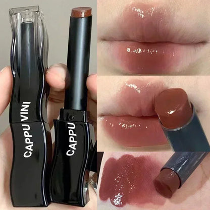 Water Mirror Lipstick Lasting Non-stick Cup Moisturizing Crystal Black Tube Lip Tint Brown Solid Lipgloss Lips Makeup Cosmetics