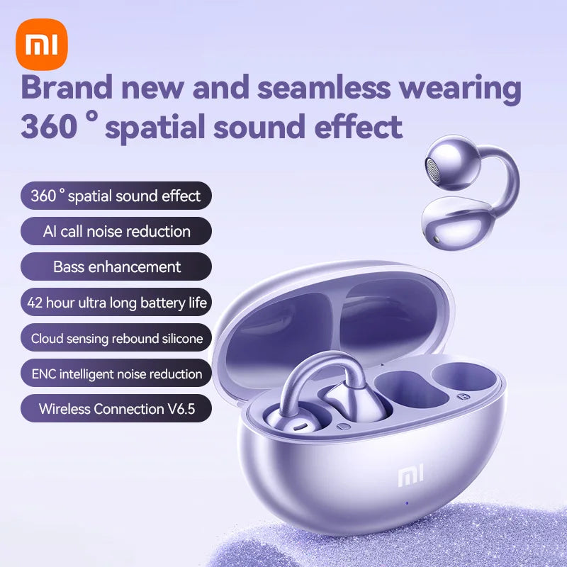 XIAOMI NEW Wireless Earphone Open Ear M91 Ear Clip ENC Headset Bluetooth5.4 HD Call Touch Control Headphone For Android iOS