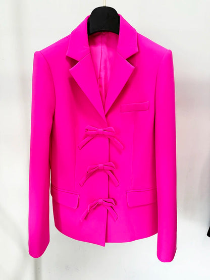 HIGH STREET Newest Fashion 2024 Designer Jacket Women's Bow Blazer