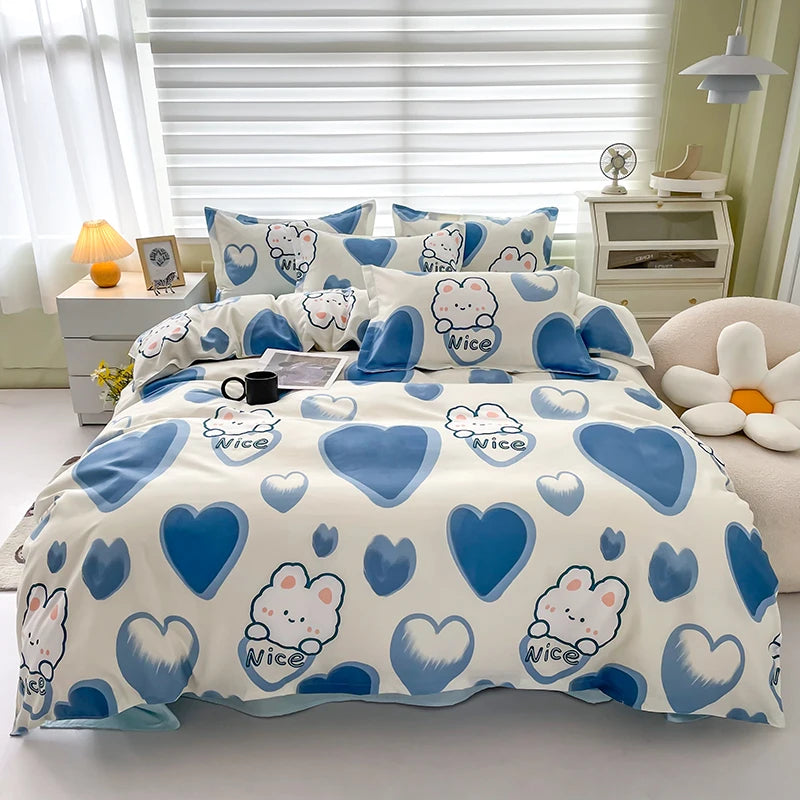 3pcs Bedding Printing Skin-friendly Cotton Quilt Cover Student Dormitory Home Single And Double Bed Quilt Cover Pillowcase