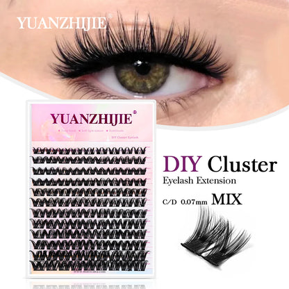 YUANZHIJIE 144 Volume New DIY Cluster Eyelash Extension Segmented Natural Lighter Eyelashes Bundles Makeup Tools Halloween