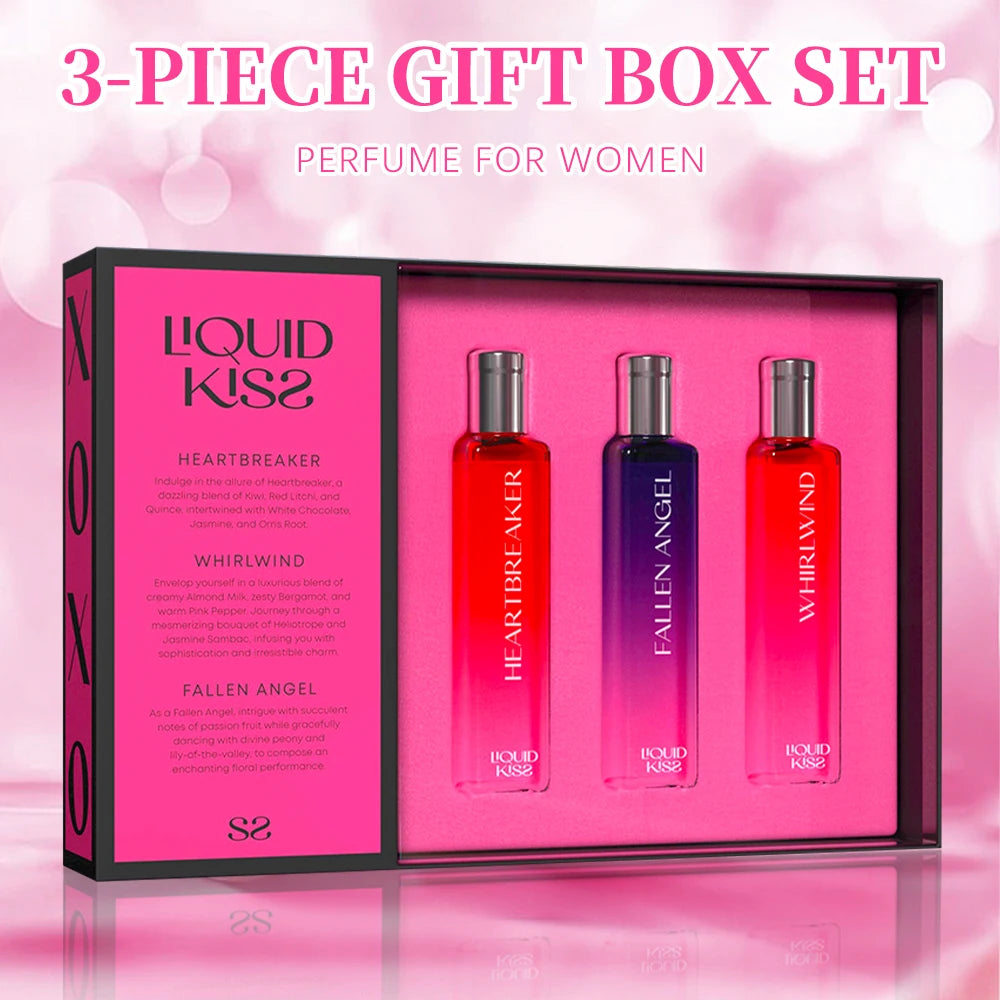 LIQUID KISS Eau De Parfum Spray Set Women's Perfume Gift Set Each 0.5 Ounce 3 Scents HEARTBREAKER FALLEN ANGEL WHIRLWIND Perfume