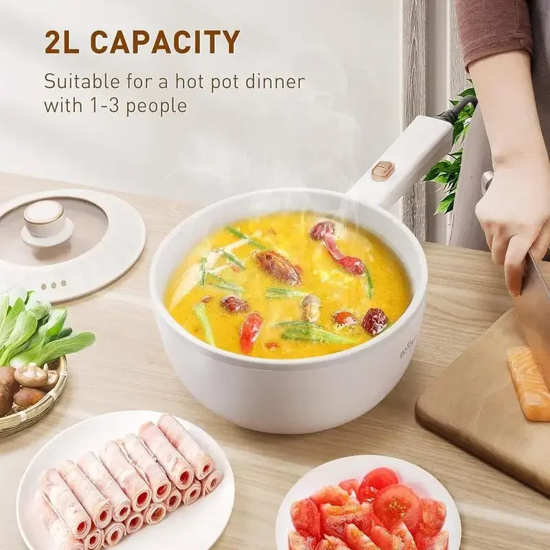 Bear Hot Pot Electric, 2L Multifunctional Portable Pot for Cooking, 1000W Rapid Noodles Electric Pot, Non-Stick Frying Pans