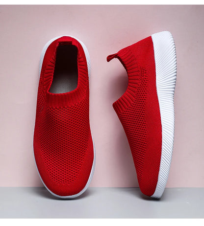 Women's Walking Shoes Wide Toe Box Knitted Slip-on Shoes for Women Comfortable and Soft Casual Work Loafer Shoes