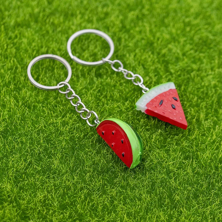 Mini Watermelon Keychain Simulation Fruit Watermelon Food Toy Model Keyring Car Phone Bag Pendant Ornaments Gift Jewelry Trinket