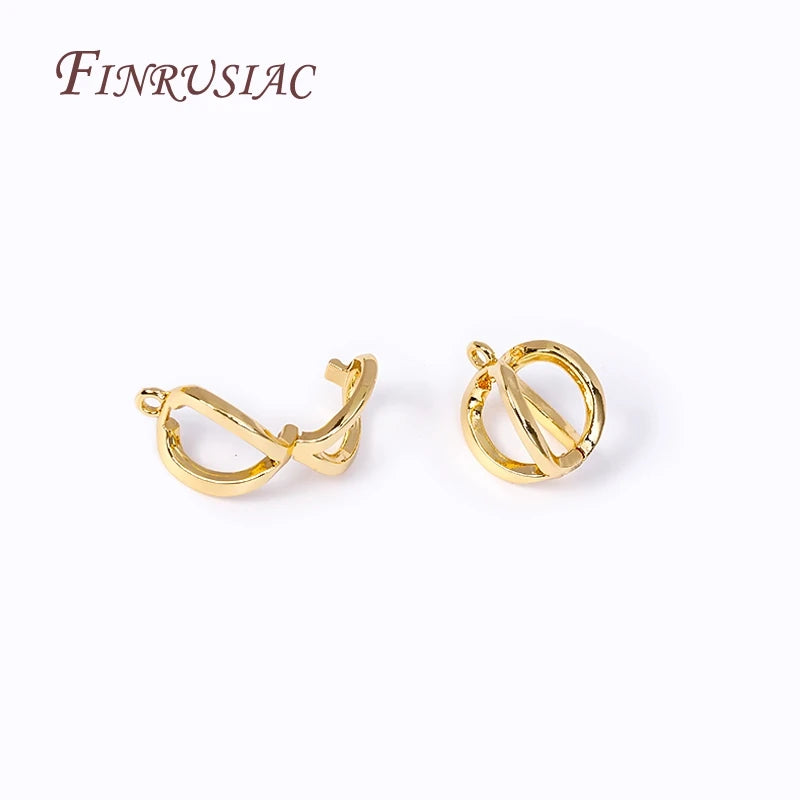 2 Sizes 18K Gold Plated Pearl Enhancer Clips Pendant Bail Connector Clasps For DIY Necklace Bracelet Jewelry Making