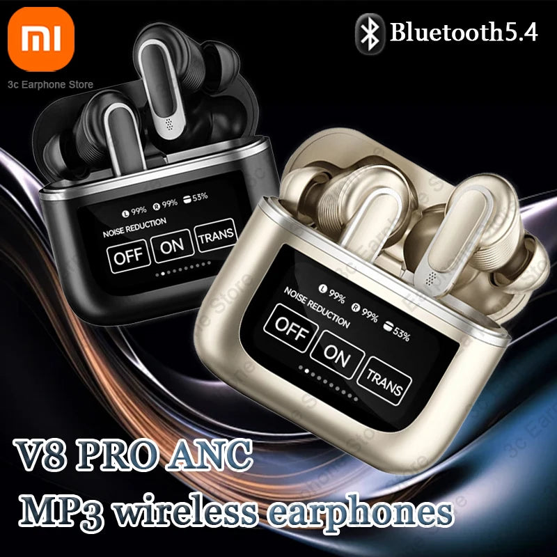 Xiaomi V8 PRO ANC+ENC Wireless MP3 Earphones Bluetooth5.4 Headset LCD Full Color Smart Touchable Screen Comes With 8GB Of RAM