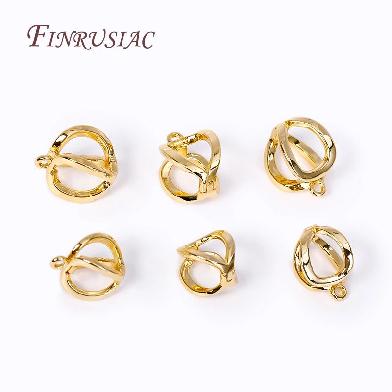 2 Sizes 18K Gold Plated Pearl Enhancer Clips Pendant Bail Connector Clasps For DIY Necklace Bracelet Jewelry Making