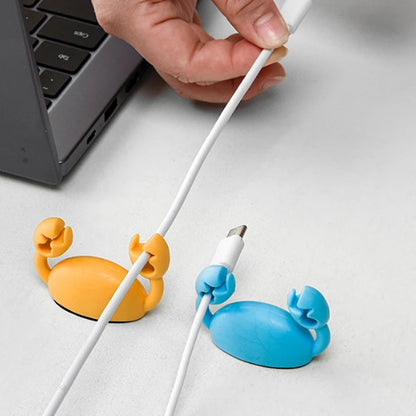 Cute Crab Cable Organizer Clip Data Cable Stand Mobile Phone Charging Cable Organizers Fixer Desk Self-Adhesive Wire Tidy Holder