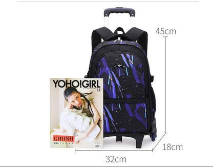 Waterproof School Bags for Boys Trolley Schoolbag Kids' Luggage Book Bags Men Backpack with 6 Wheels Stairs Mochila Escolar Sac