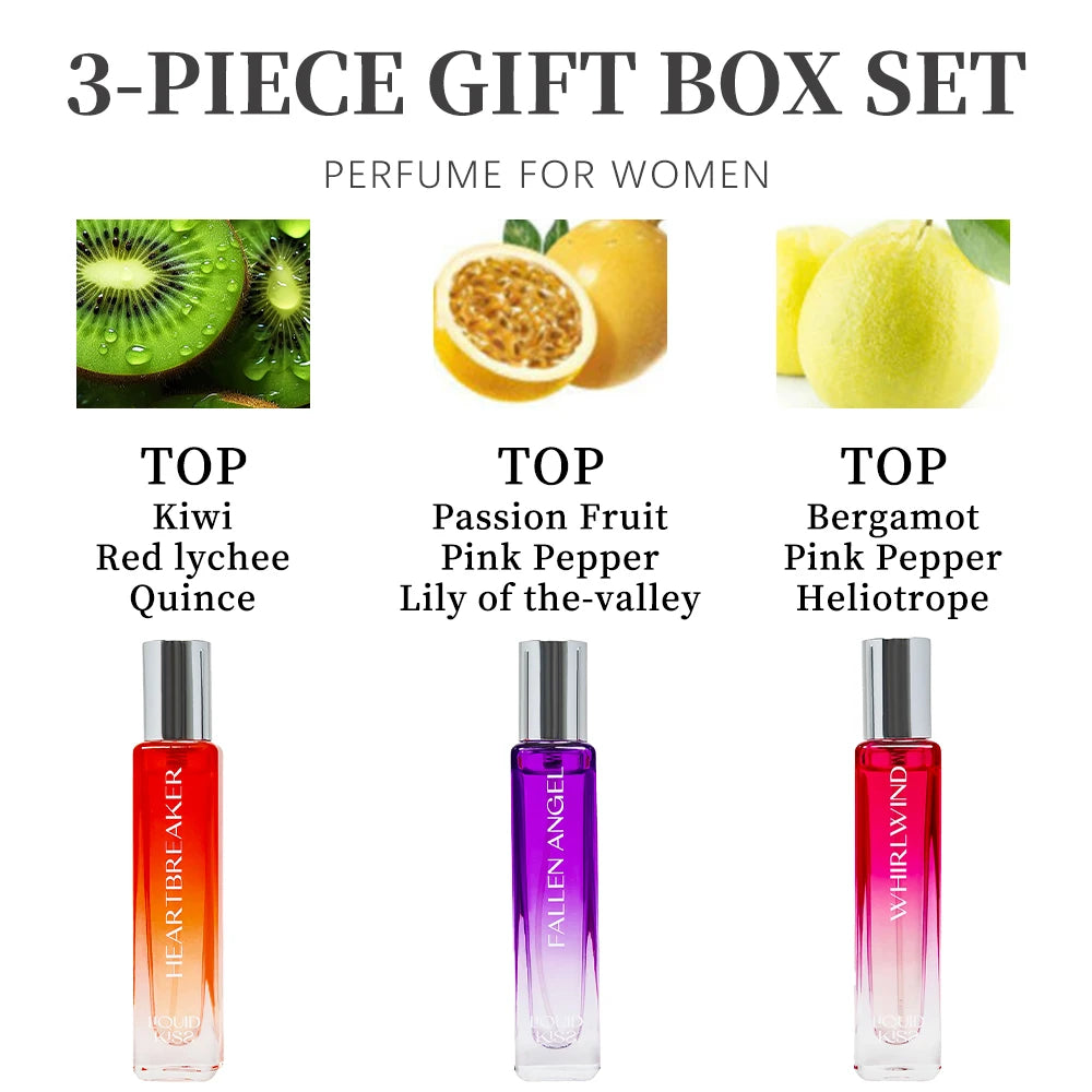 LIQUID KISS Eau De Parfum Spray Set Women's Perfume Gift Set Each 0.5 Ounce 3 Scents HEARTBREAKER FALLEN ANGEL WHIRLWIND Perfume