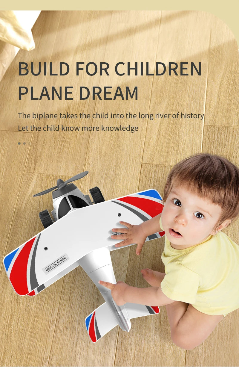 Children's toy biplane crash simulation toy puzzle model large inertia boy birthday toy gift