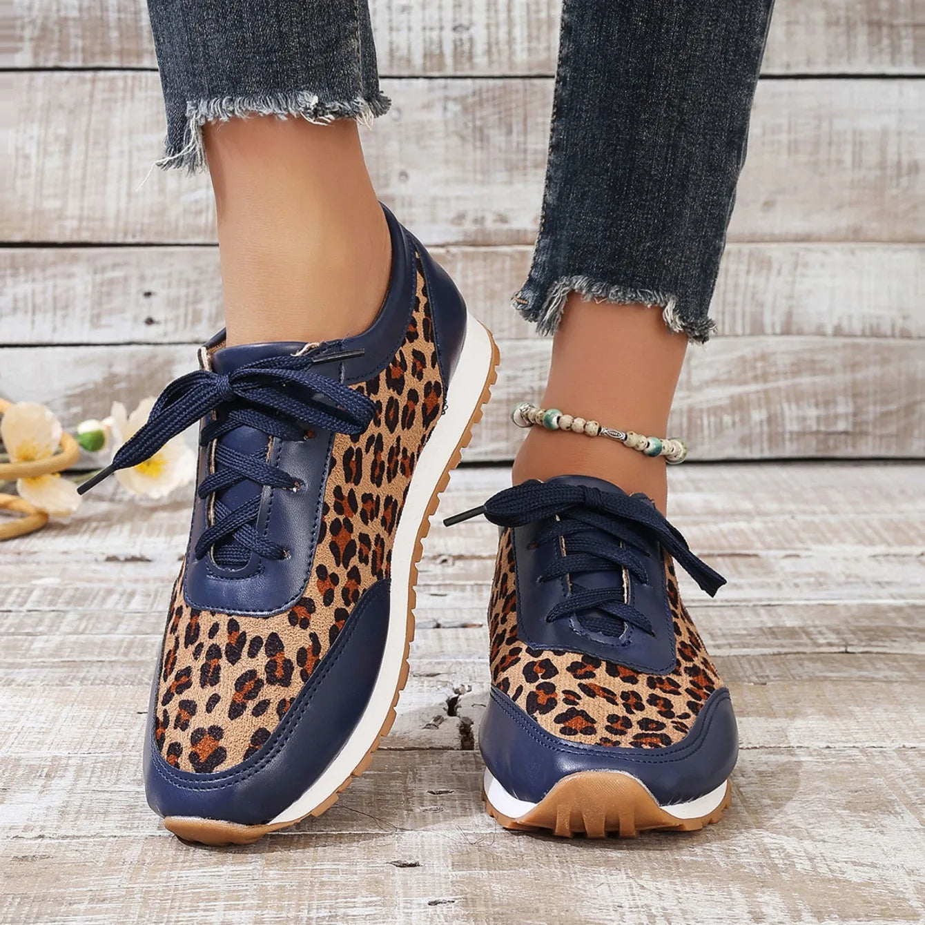 Women Casual Shoes Autumn Platform Leopard Sneakers Women Casual Flat Walking Shoes for Women Plus Size Outdoor Designer Shoes