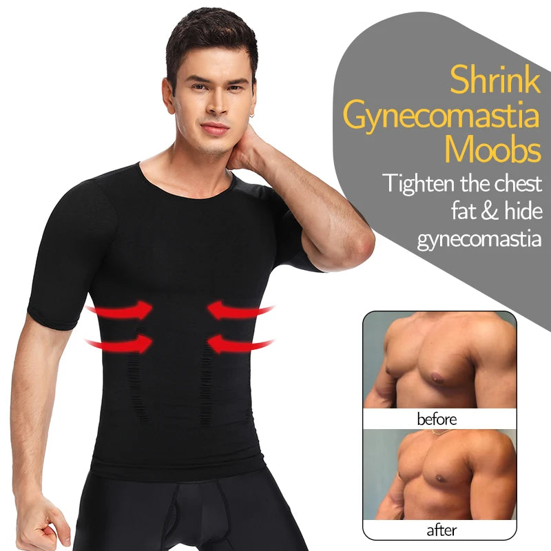 Men Weight Loss Shapewear T-Shirt Body Shaper Slimming Compression Shirts Gynecomastia Undershirt Waist Trainer Muscle Tank Tops