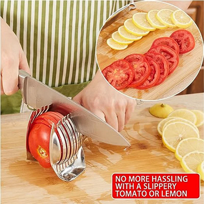 Stainless Steel Tomato Slicer Cutter Multifunctional Fruit and Vegetable Bread Clip Kitchen Slicing Aids