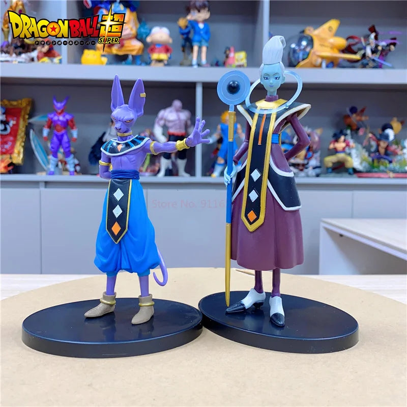 2PCS Dragon Ball Z Beerus Birusu Champa Whis Figure Super God of Destruction Pvc Figurine Collection Model Toys for Children Gif