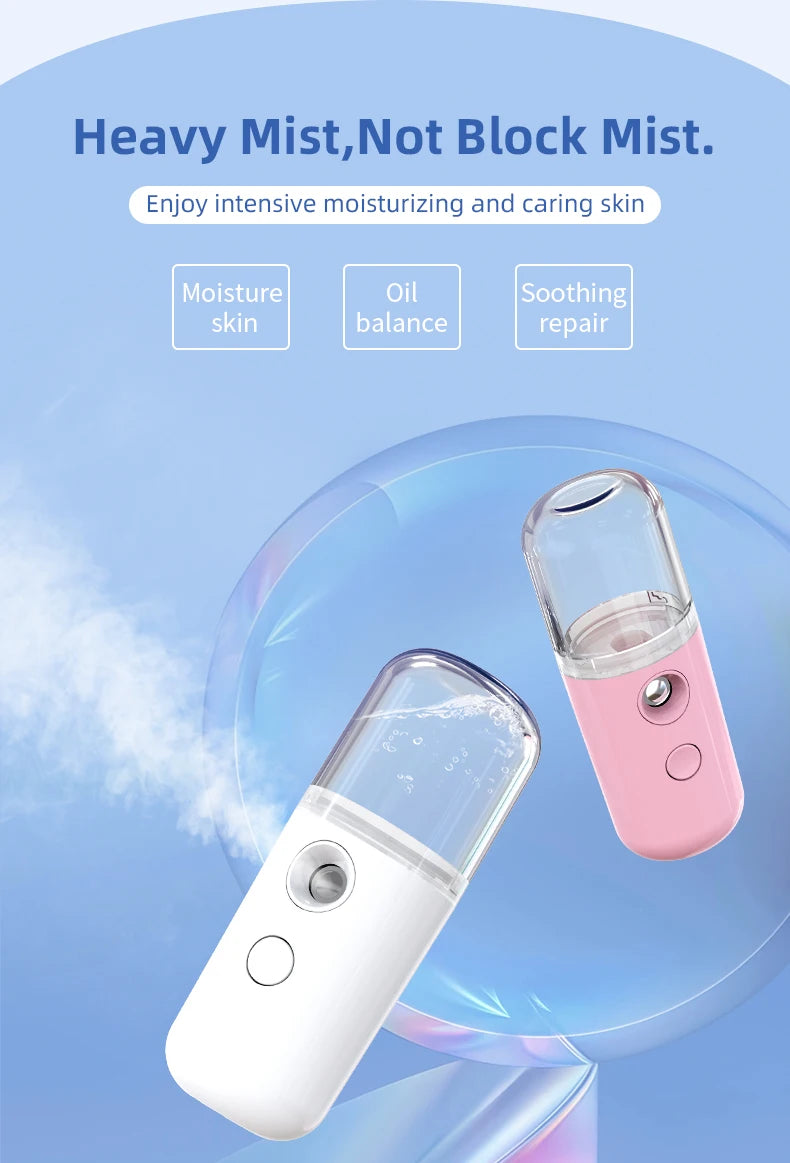 30ML Mini Facial Steamer Personal Nano Sprayer USB Nebulizer Humidifier Moisturizing Hydrating Women Beauty Skin Care Tool