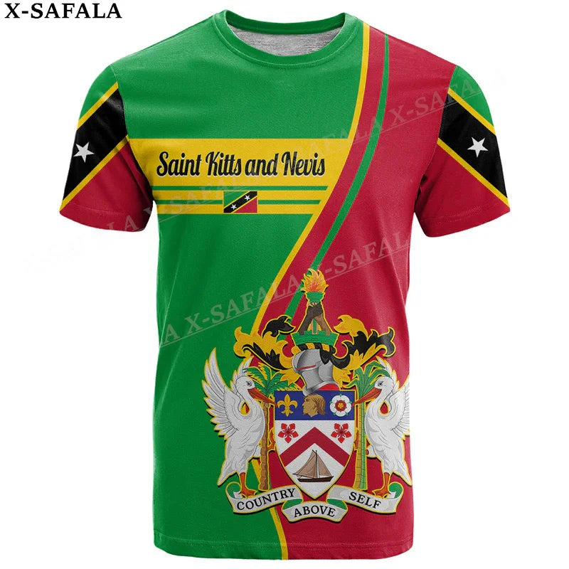 Proud St Kitts & Nevis 3D Print Mesh Fiber T-Shirt Top Summer Tees Men Streetwear Shorts Sleeve Sport Casual Clothing-5