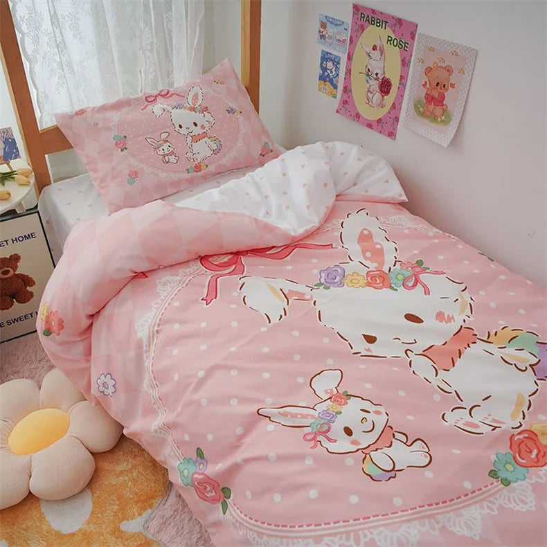 Kawaii Duvet Cover Sanrio Anime Cartoon MY Melody Cinnamoroll Kuromi Comforter Cover Bedding Set Children Girl Women Bed Decor