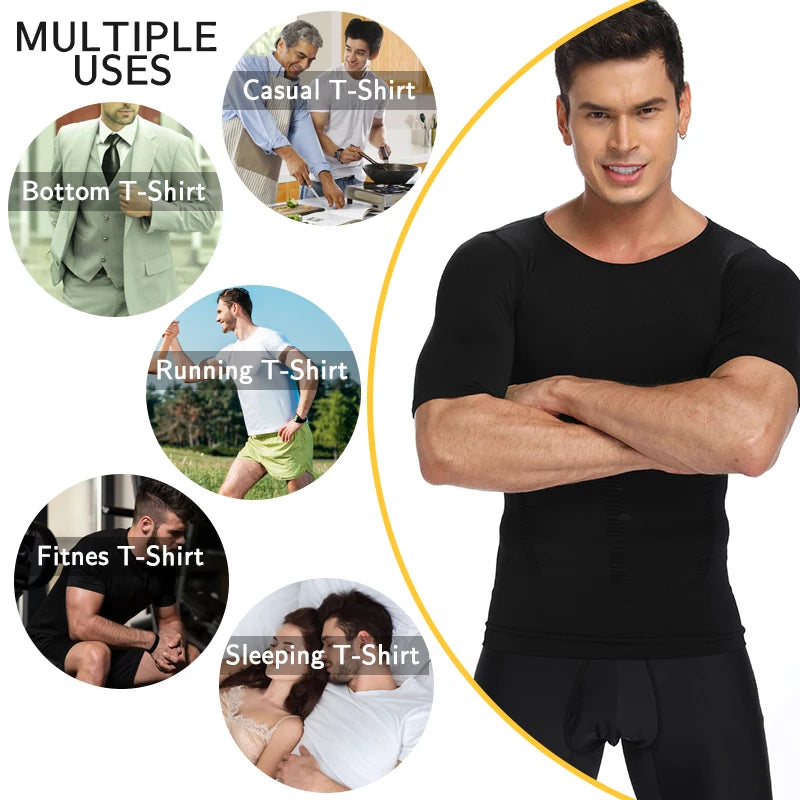 Men Weight Loss Shapewear T-Shirt Body Shaper Slimming Compression Shirts Gynecomastia Undershirt Waist Trainer Muscle Tank Tops