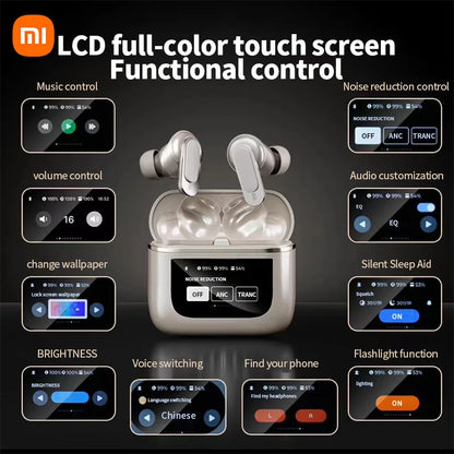 Xiaomi V8 PRO ANC+ENC Wireless MP3 Earphones Bluetooth5.4 Headset LCD Full Color Smart Touchable Screen Comes With 8GB Of RAM