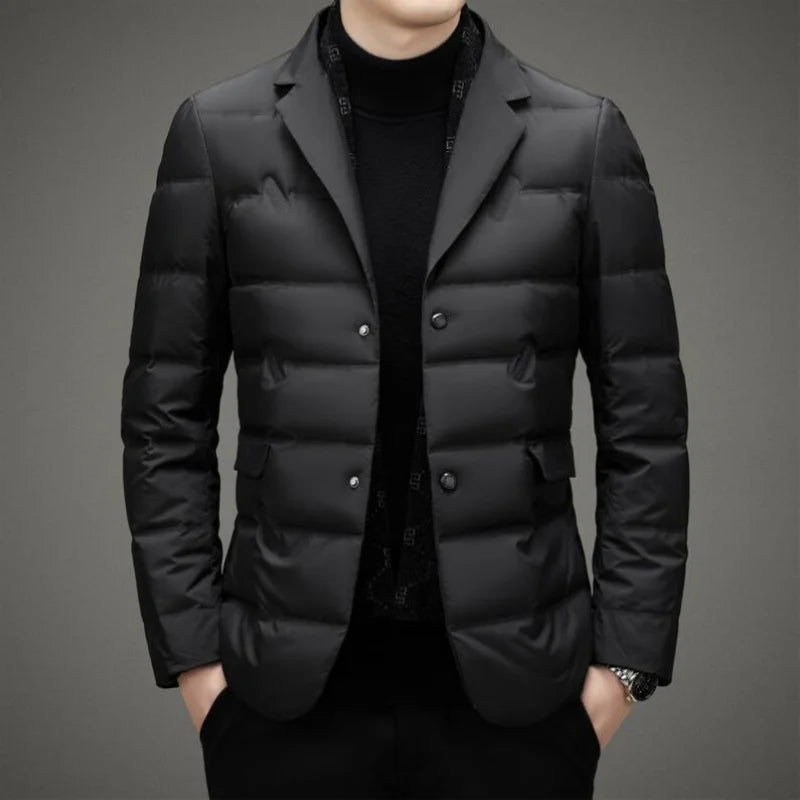 Down Suit Men's 2023 New Middle-aged Men's Winter Warm Western Duck Down Suit Winter Suit Jacket