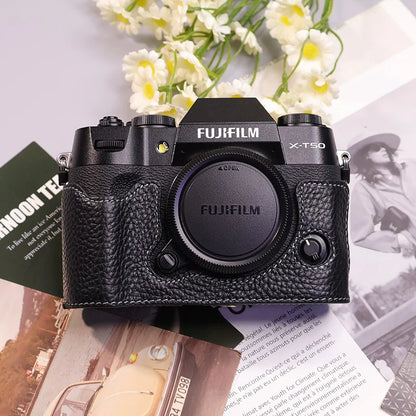 Suitable for Fuji X-T50 camera leather base micro single retro simple protective base leather cover wrist strap accessories