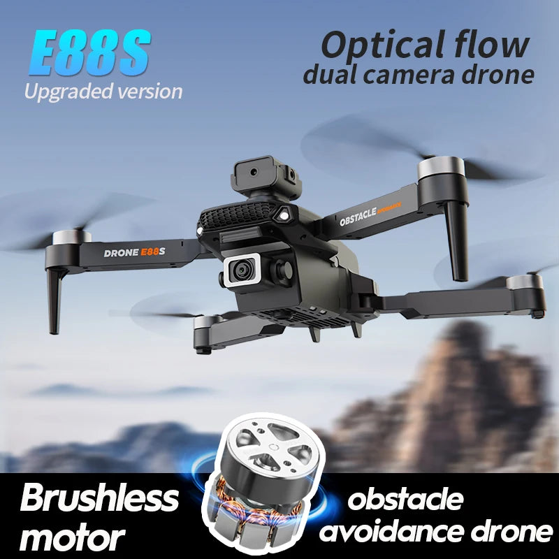 2024 New E88S Brushless Drone 8K HD Dual Camera Aerial Photography ObstacleA Voidance Flow Positioning Remote-Controlled Dron