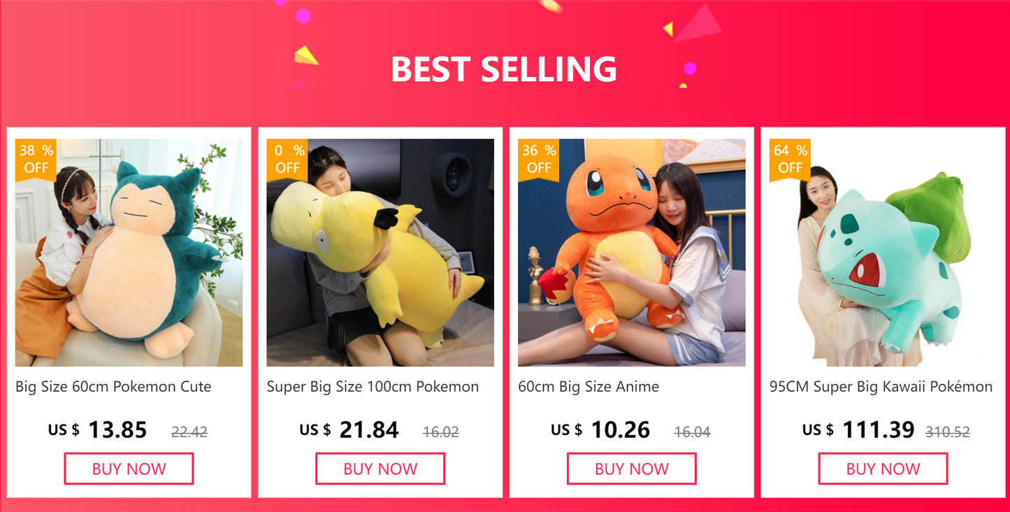 100cm Big Size Pokemon Large  Pikachu   Plush Toy Kawaii Stuffed Animal Soft Cartoon Doll Plushies Christmas Girls Gift