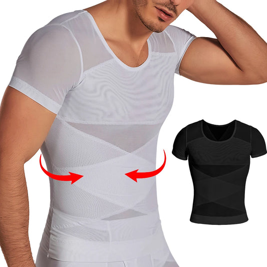 Men Mesh Body Shaper Shirt Weight Loss Shapewear Tank Top Abdomen Slimming Belly Compression Shirts Workout Waist Trainer