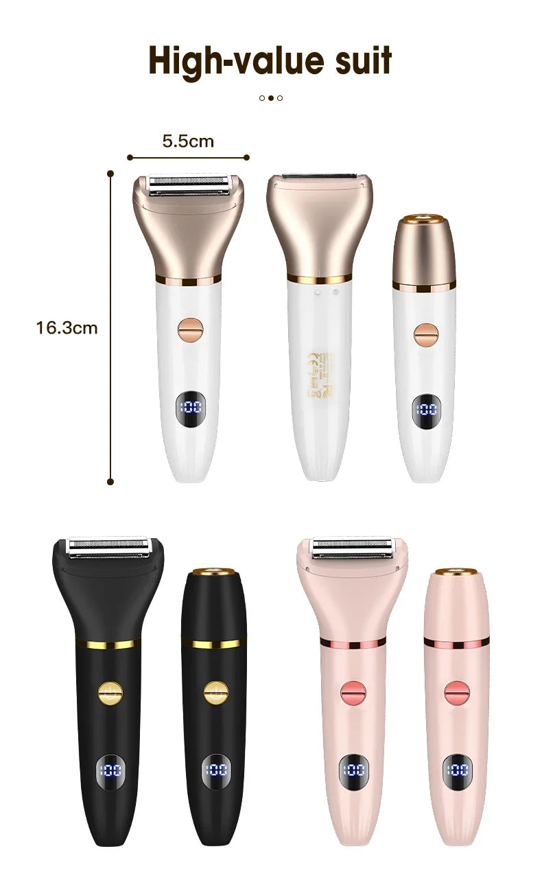 Electric Razors for Women 2 in 1 Bikini Trimmer Wet & Dry Use Electric Lady Shaver for  Private Area Easy to Clean Portable