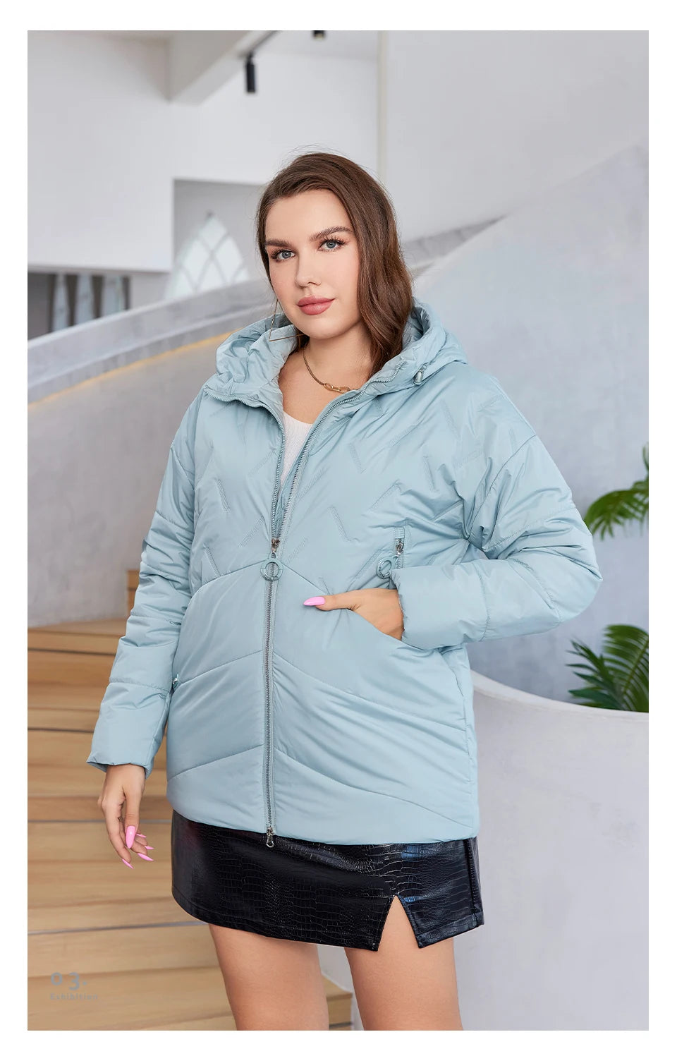 HaiLuoZi 2023 New Plus Size Women Clothing Short Hooded Quilting Female Outwear Classic Design Lightweight Women's Jacket 5529