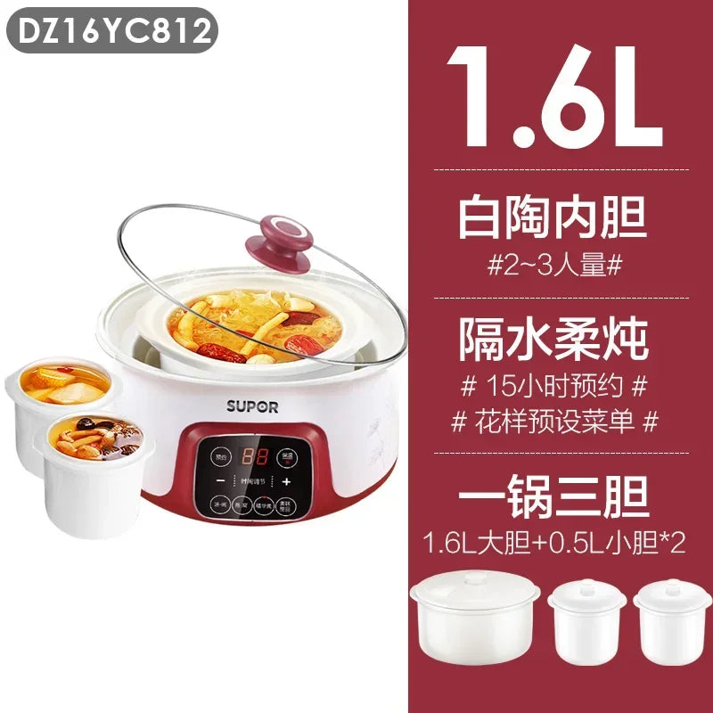 Electric stew pot, household purple ceramic soup and porridge pot, automatic porridge cooking artifact, casserole stew cup