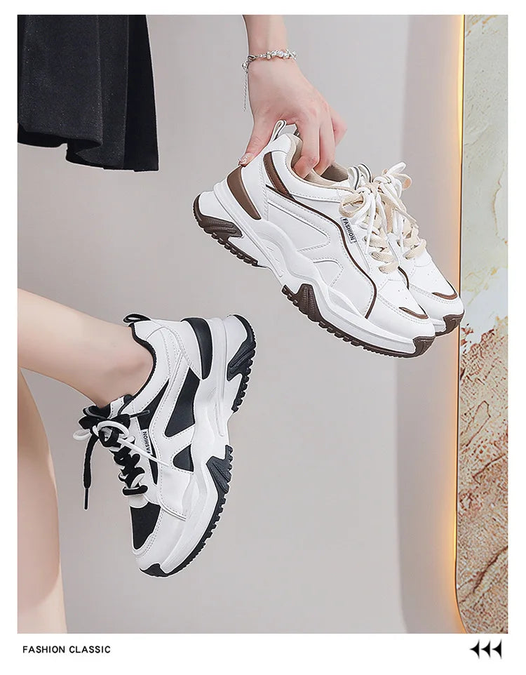 Women's Casual Sneakers Trendy New All-match Vulcanized Shoes 2025 Womens Outdoor Height-enhancing Daddy Shoes Zapatos De Mujer